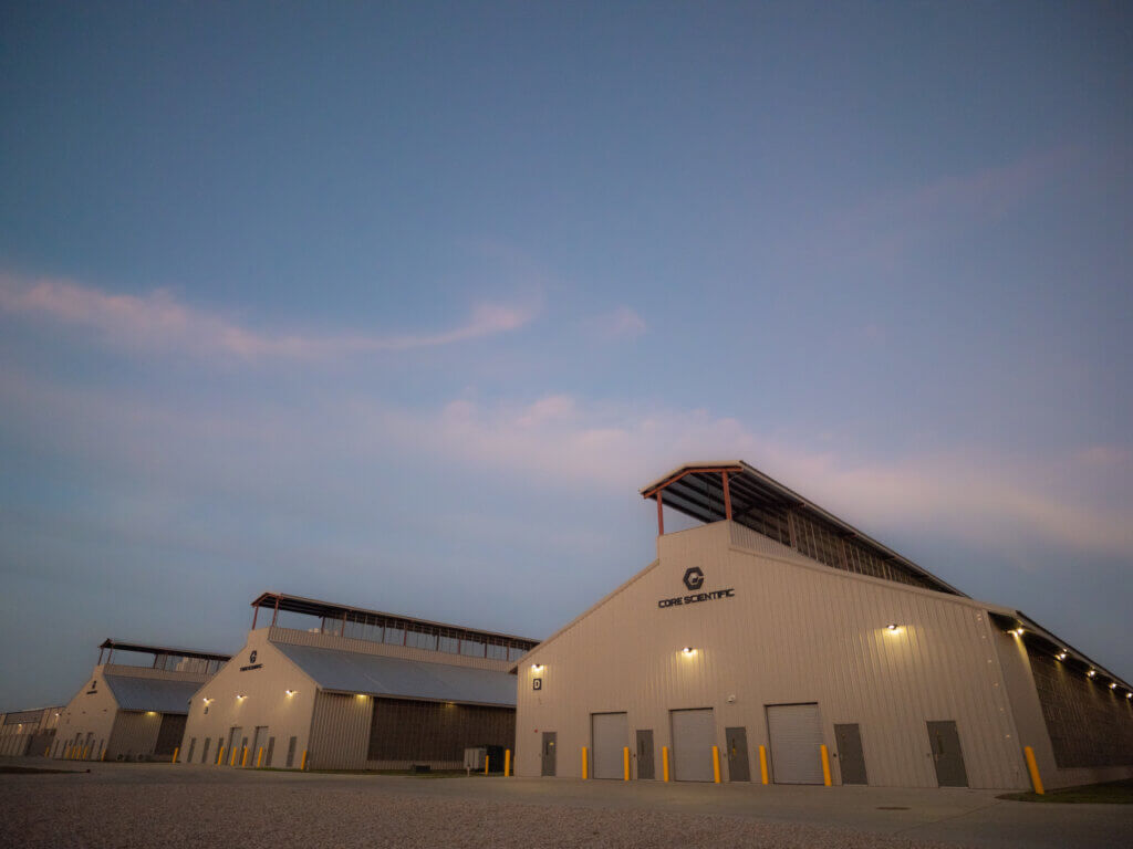 Exterior shot of Core Scientific's Denton, Texas data center.