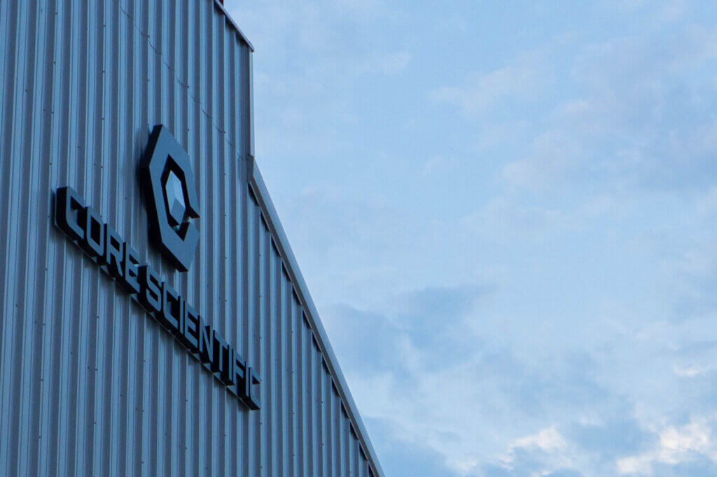 Exterior shot of Core Scientific's Denton, Texas data center.