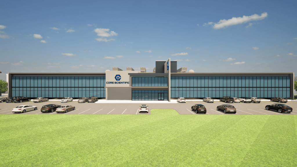 Exterior shot of Core Scientific's Muskogee, Oklahoma data center.