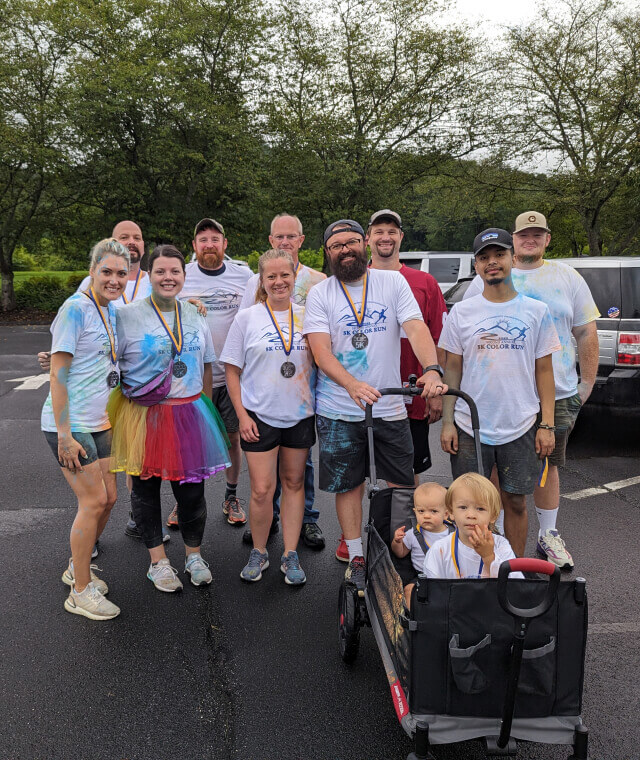 Core Scientific team after completing a color run